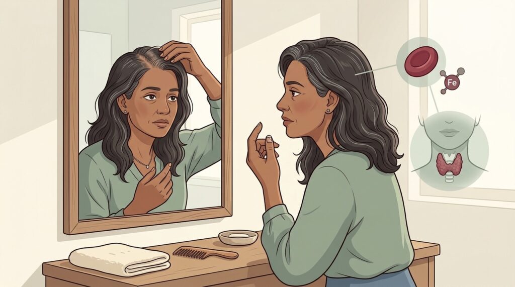 Ferro baixo e disfunções da tireoide podem afetar unhas, cabelo e energia.
