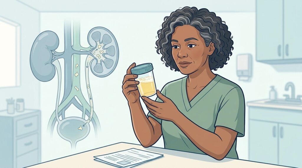 Proteinúria ocorre quando proteínas atravessam a filtragem renal e chegam à urina.