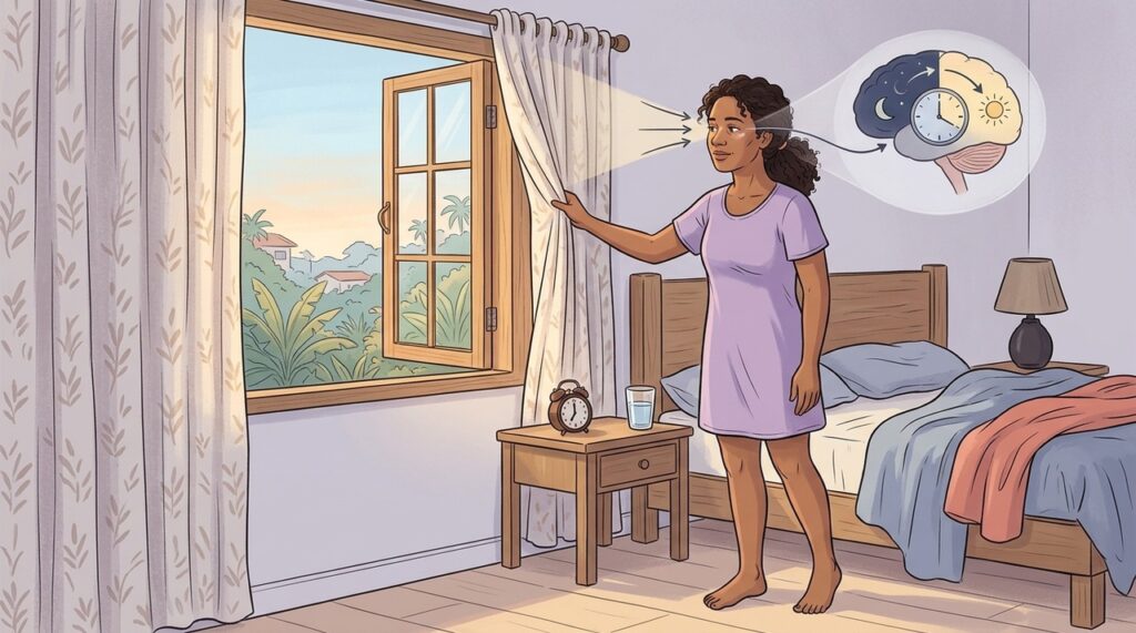 Pouca luz ao acordar pode atrasar o ritmo circadiano e dificultar o sono.