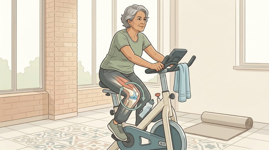 Na água, a flutuação reduz a carga articular e facilita movimentos com menos dor.