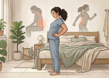 Acordar com dor lombar e rigidez nas costas ao sair da cama com frequência pode ser um dos primeiros sinais de espondiloartrite