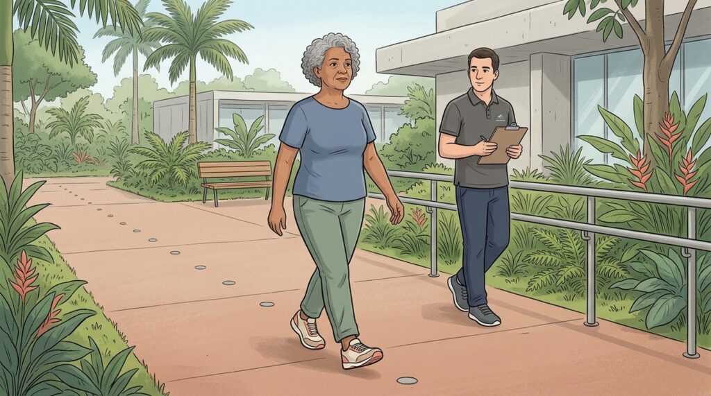 Exercício adaptado ajuda a treinar equilíbrio, ritmo da marcha e mobilidade no Parkinson.