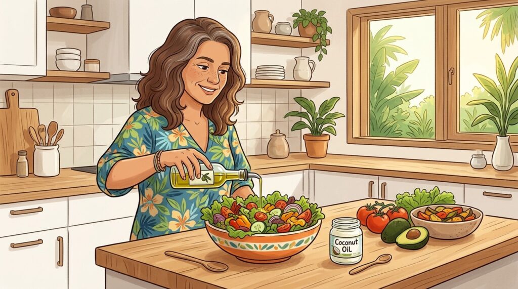 Entre azeite e óleo de coco, o perfil de gorduras faz diferença para a saúde cardiovascular.