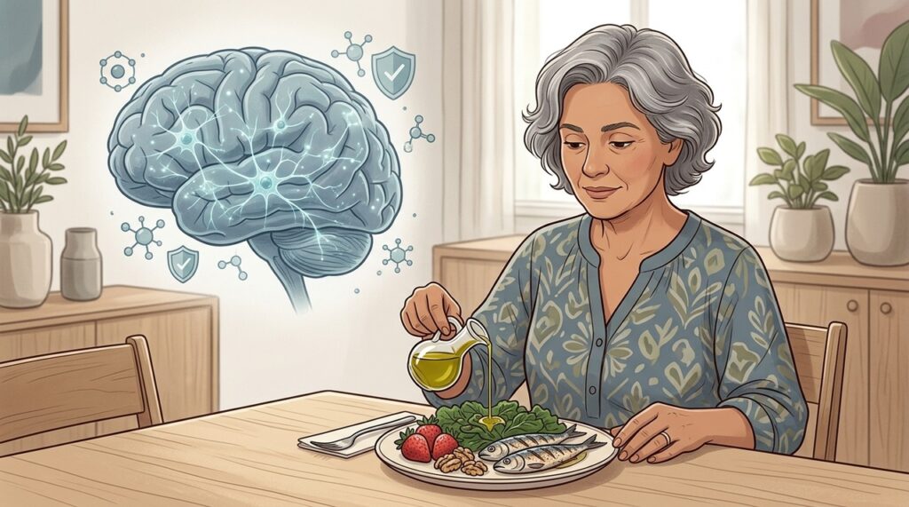 Peixes, folhas, frutas vermelhas e castanhas ajudam a nutrir o cérebro.