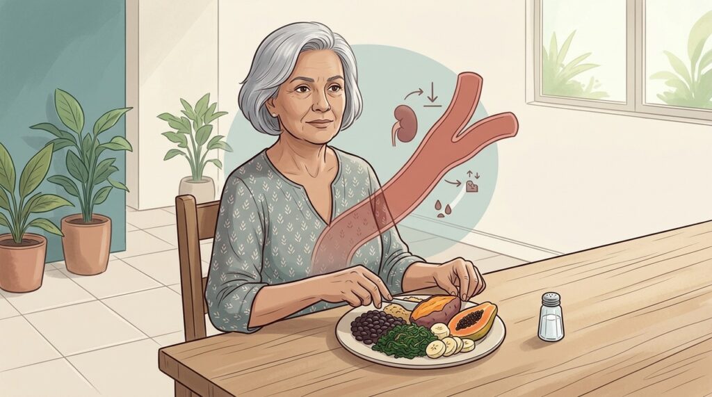A qualidade da dieta influencia a pressão muito além do uso do saleiro.