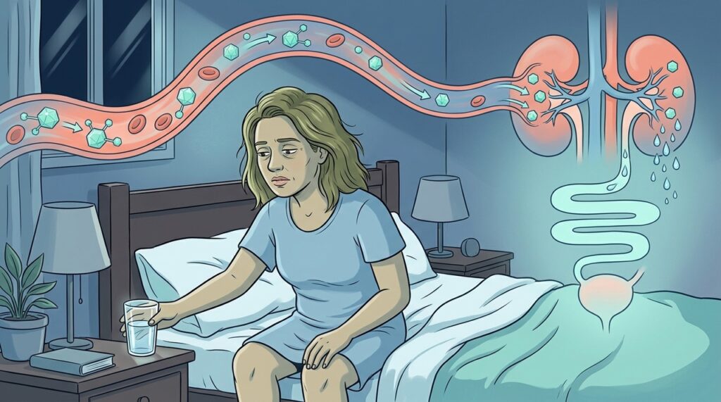 Sede intensa à noite pode acompanhar hiperglicemia e outros sinais iniciais do diabetes tipo 2.