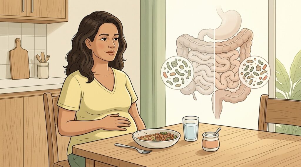 Inchaço e alterações digestivas podem indicar desequilíbrio da microbiota intestinal.