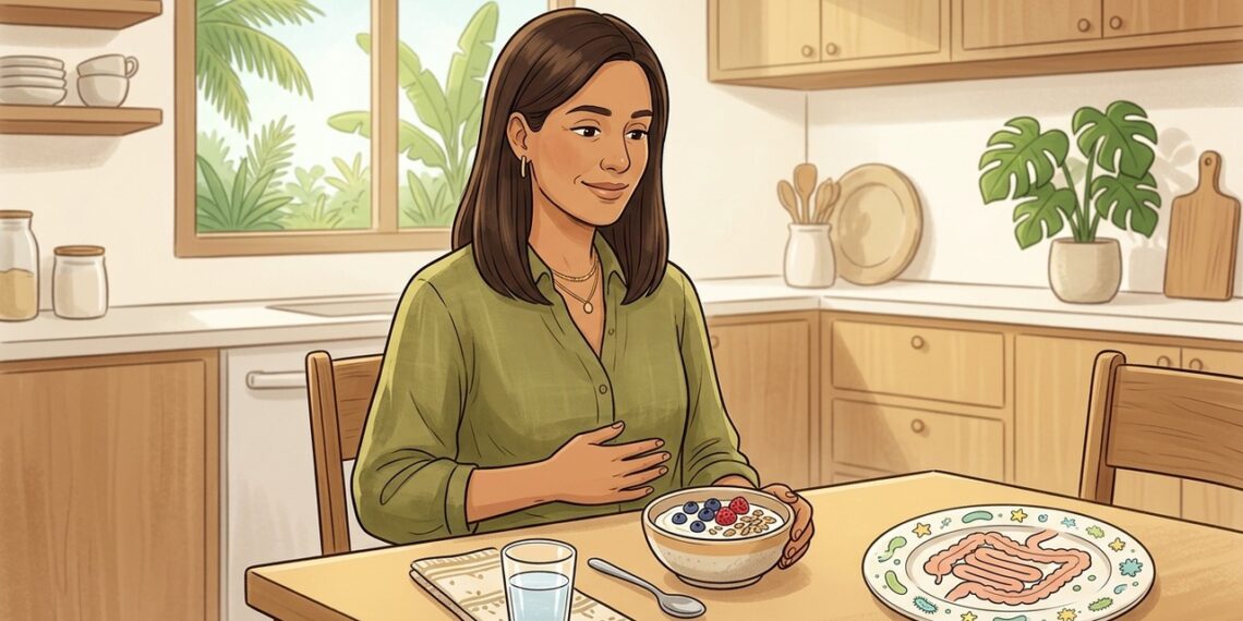 Como os probióticos atuam no equilíbrio intestinal e quando os sintomas de inchaço melhoram?