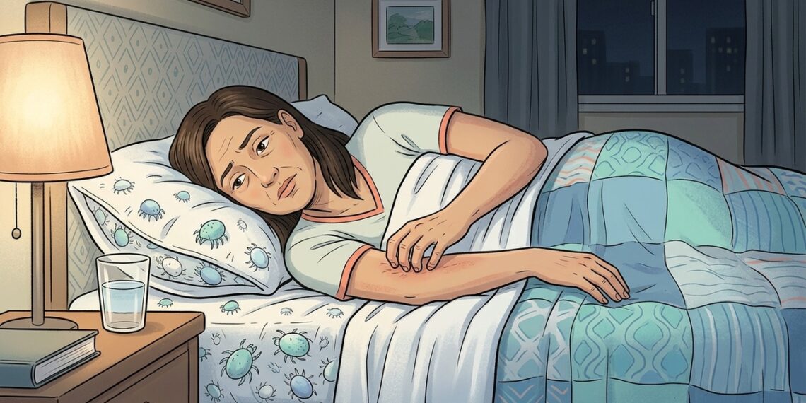 A coceira no corpo todo à noite não se deve apenas à pele seca, mas também aos ácaros do colchão e travesseiro, que ficam mais ativos quando o corpo esquenta na cama