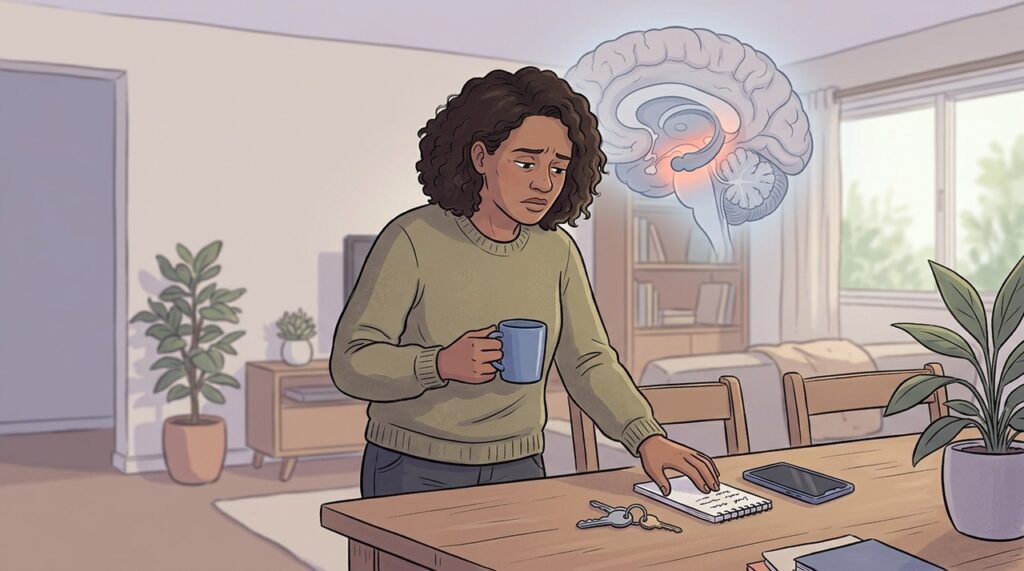 Sono ruim e cortisol elevado podem comprometer concentração, memória recente e clareza mental.