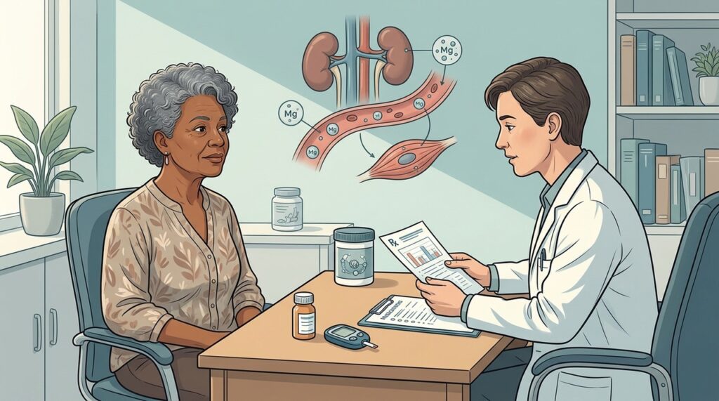 Diabetes e uso crônico de diuréticos podem aumentar o risco de hipomagnesemia.