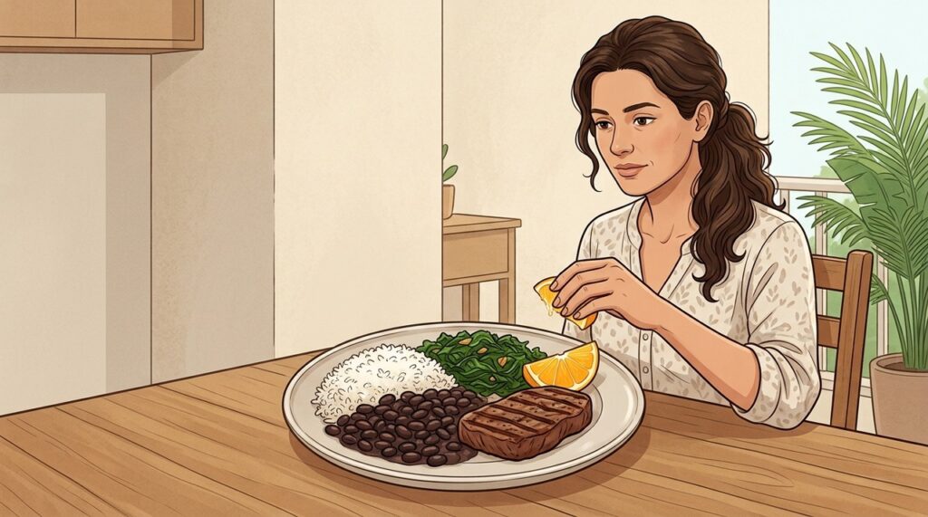 Vitamina C ajuda o corpo a aproveitar melhor o ferro presente nos vegetais.