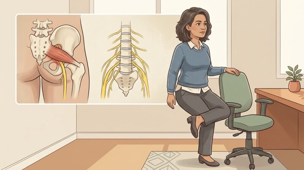 Dor no glúteo que piora sentado pode ter origem muscular, não necessariamente na coluna.
