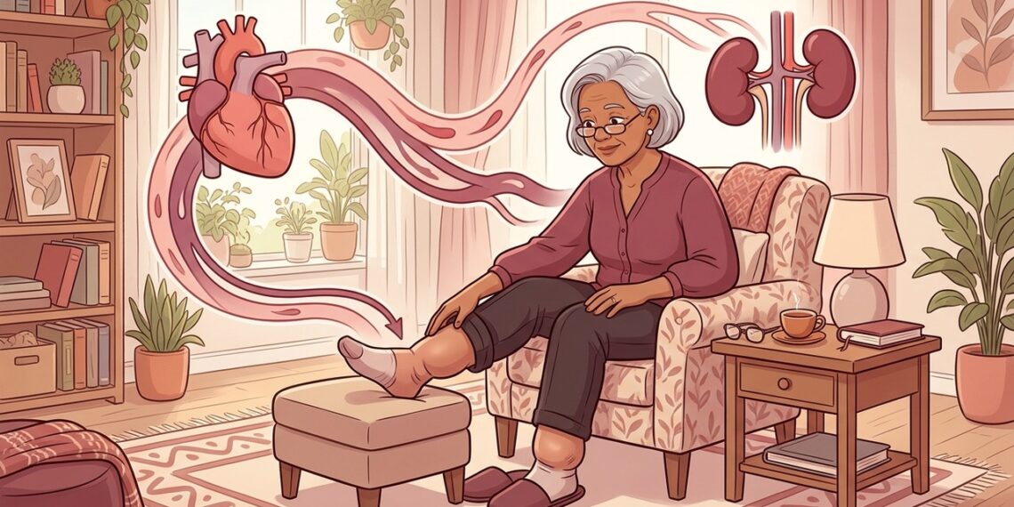 Inchaço nos pés em idosos: quando é sinal de insuficiência cardíaca ou renal