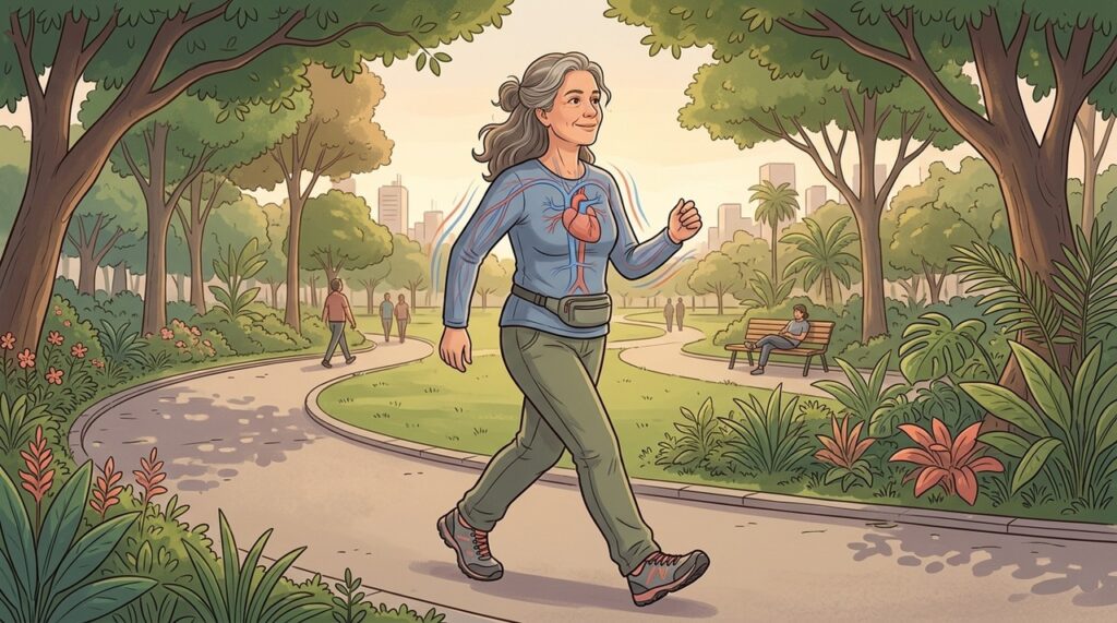 Atividades moderadas prolongadas fortalecem a resistência cardiovascular com esforço contínuo e sustentável.