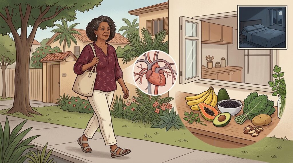 Dieta DASH, movimento e sono adequado favorecem uma pressão mais equilibrada.