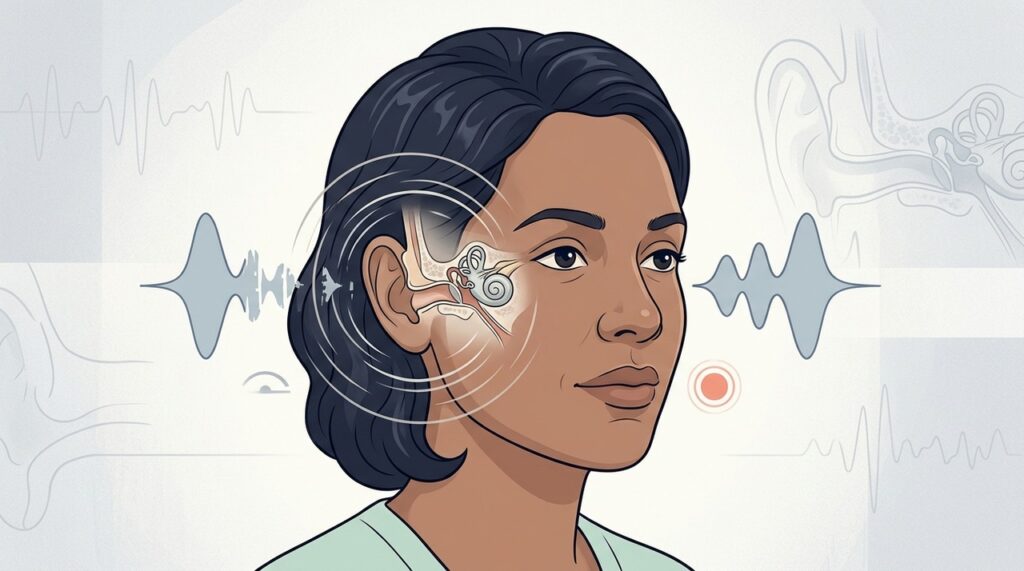 Assimetria da audição muda a importância clínica do zumbido unilateral persistente.