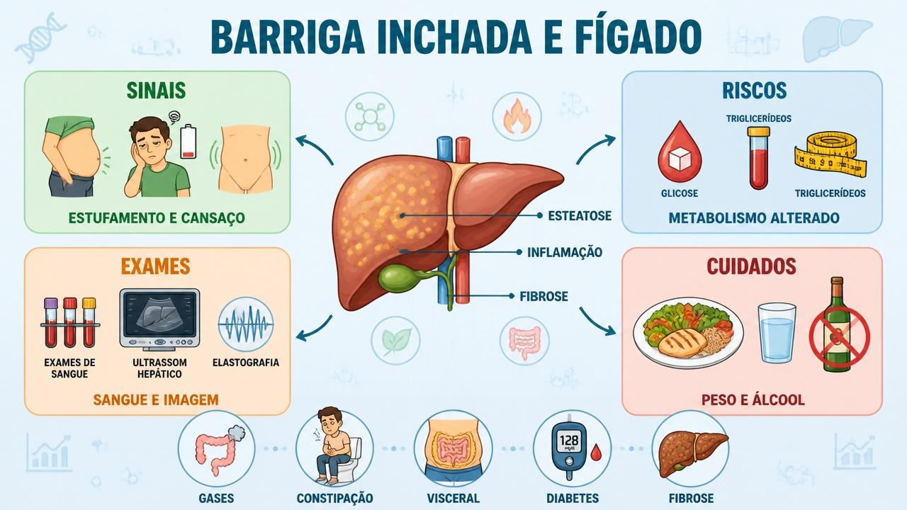 Sinais, riscos, exames e cuidados na avaliação da gordura no fígado.