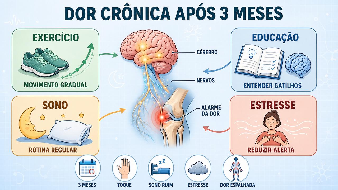 Exercício, educação, sono e controle do estresse ajudam na dessensibilização da dor.