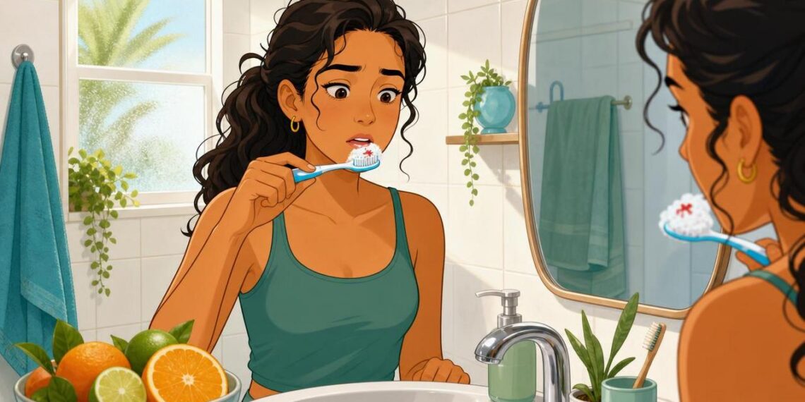 A gengiva que sangra com frequência na escovação nem sempre é força excessiva: às vezes é o primeiro sinal de inflamação crônica ou deficiência de vitamina C