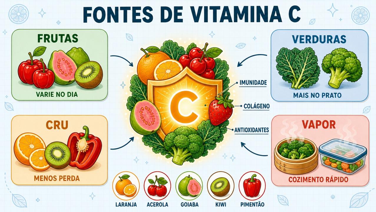 Frutas, verduras e preparo adequado ampliam o consumo de vitamina C.