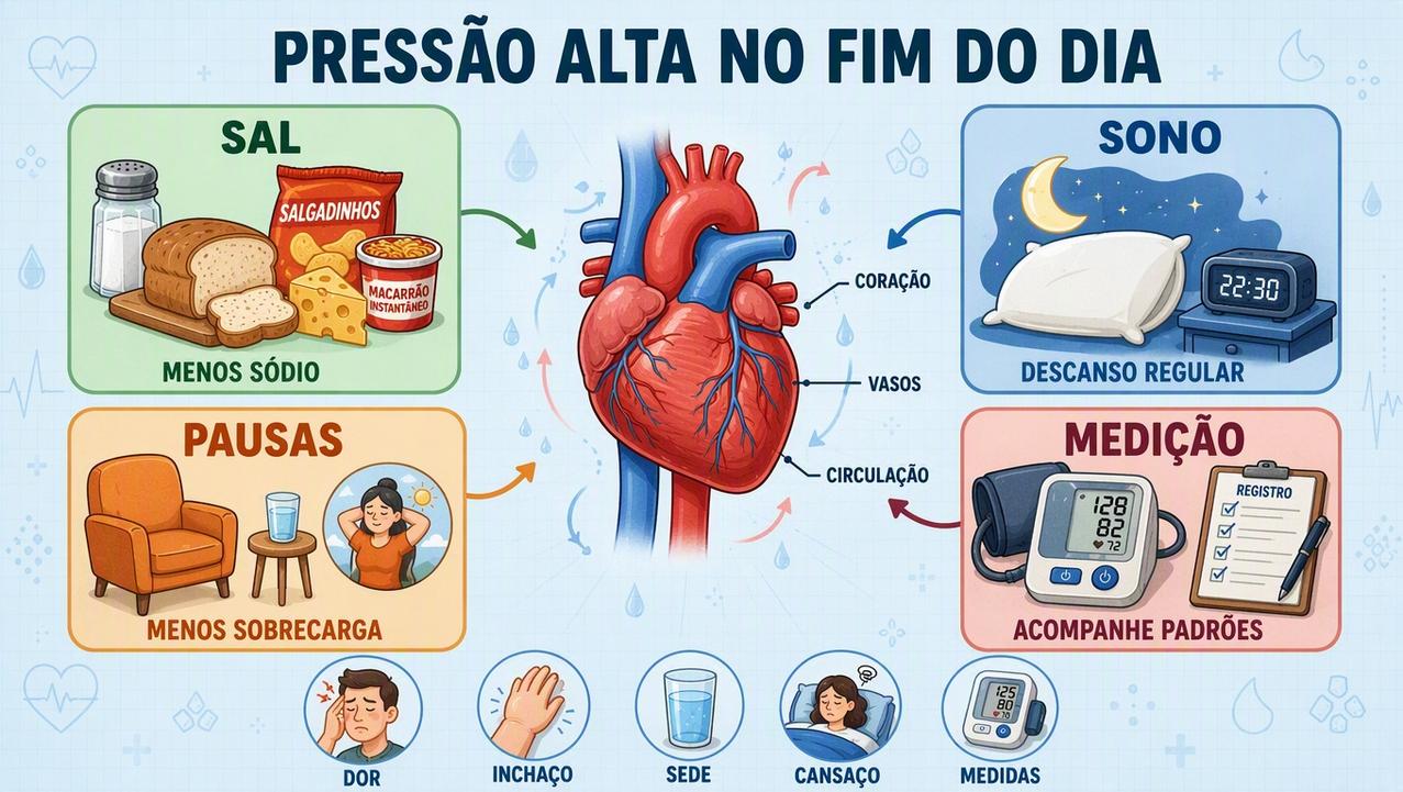 Sal, sono, pausas e medição formam pilares do controle da pressão.