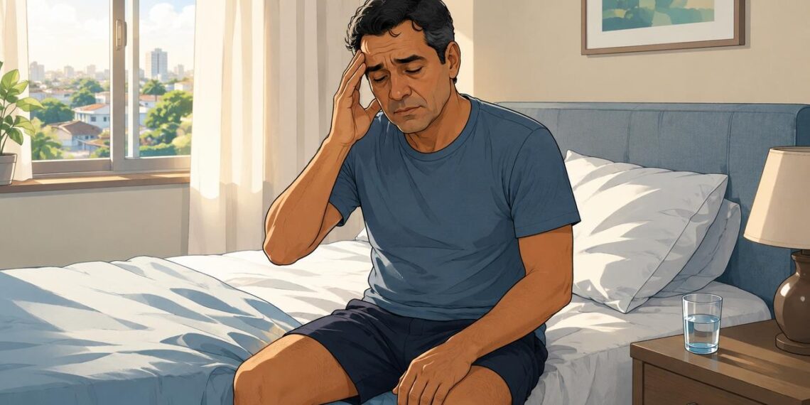 Acordar cansado com dor de cabeça e boca seca mesmo dormindo cedo pode ser um dos primeiros sinais de apneia do sono não diagnosticada