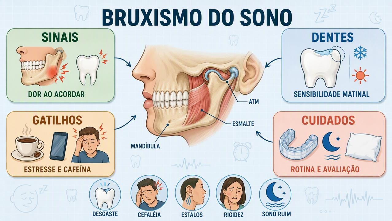 Sinais, gatilhos e cuidados ajudam a entender o bruxismo do sono.