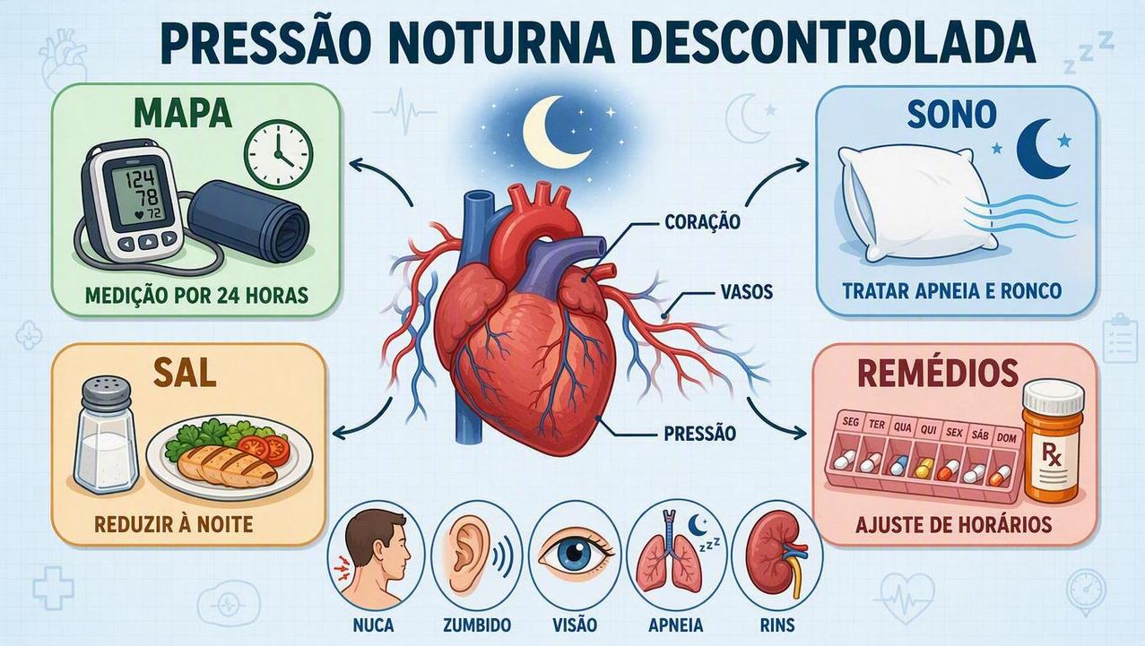 MAPA, sono, sal e remédios ajudam no controle da hipertensão noturna.