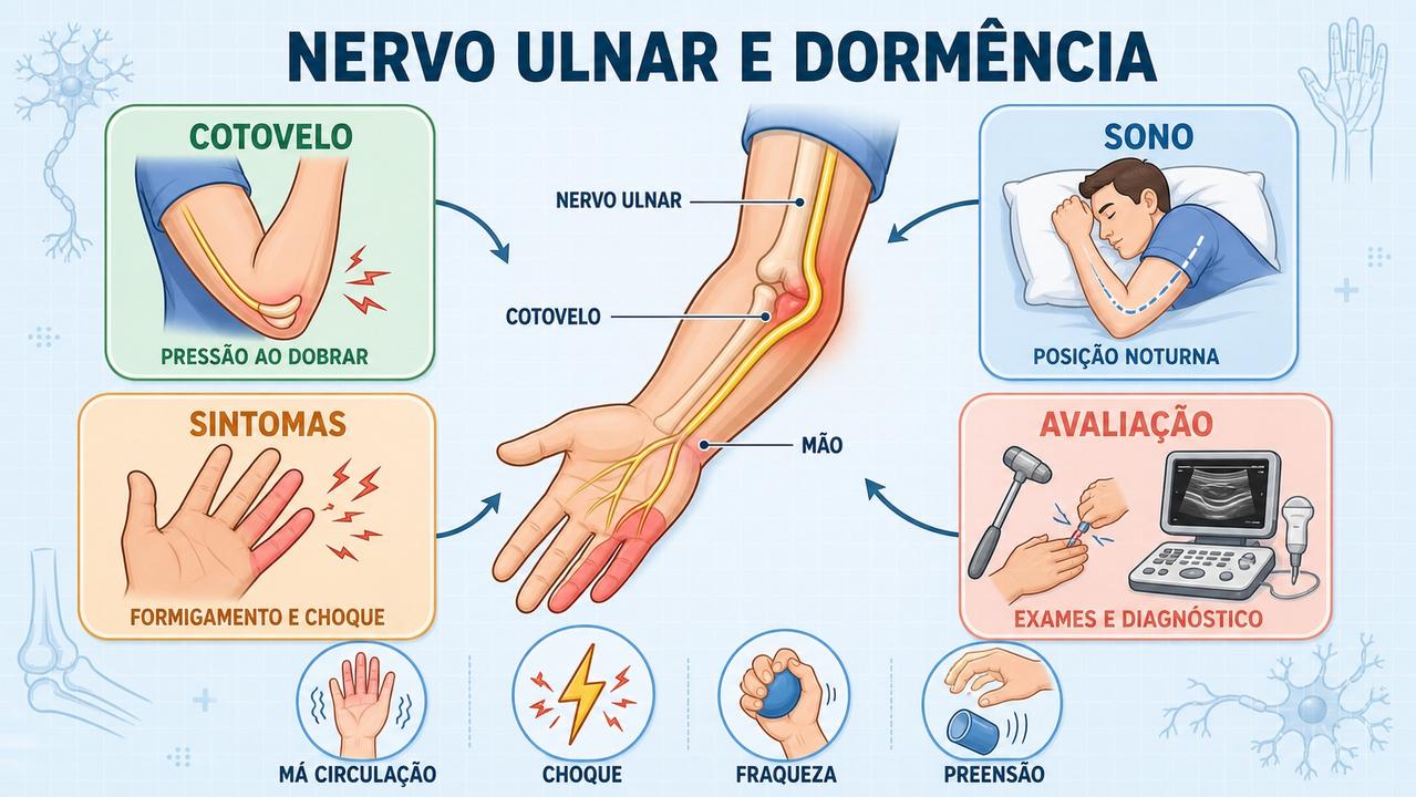 Cotovelo, sono, sintomas e avaliação formam os pilares desse quadro neurológico.