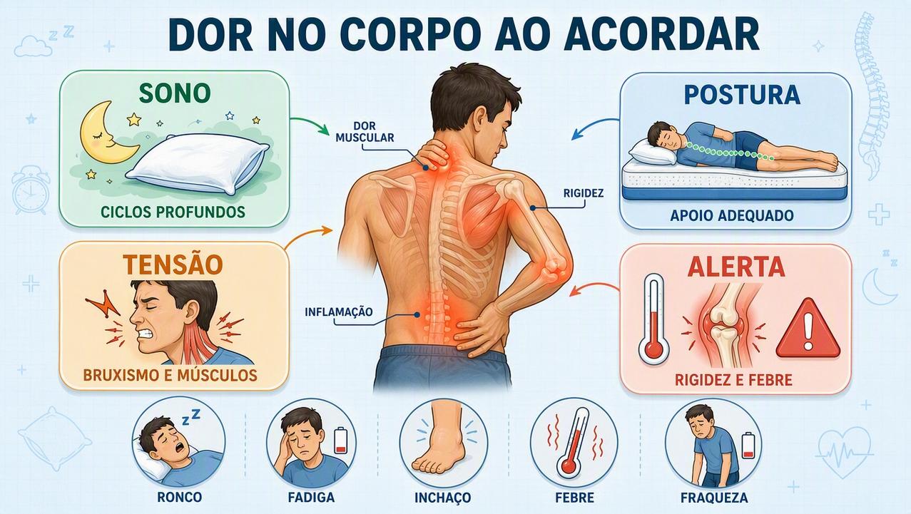Sono, postura, tensão e sinais de alerta ajudam a entender a dor.