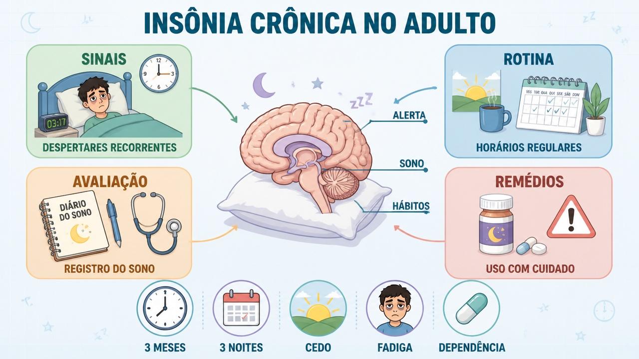 Sinais, rotina, avaliação e remédios orientam o cuidado com a insônia.