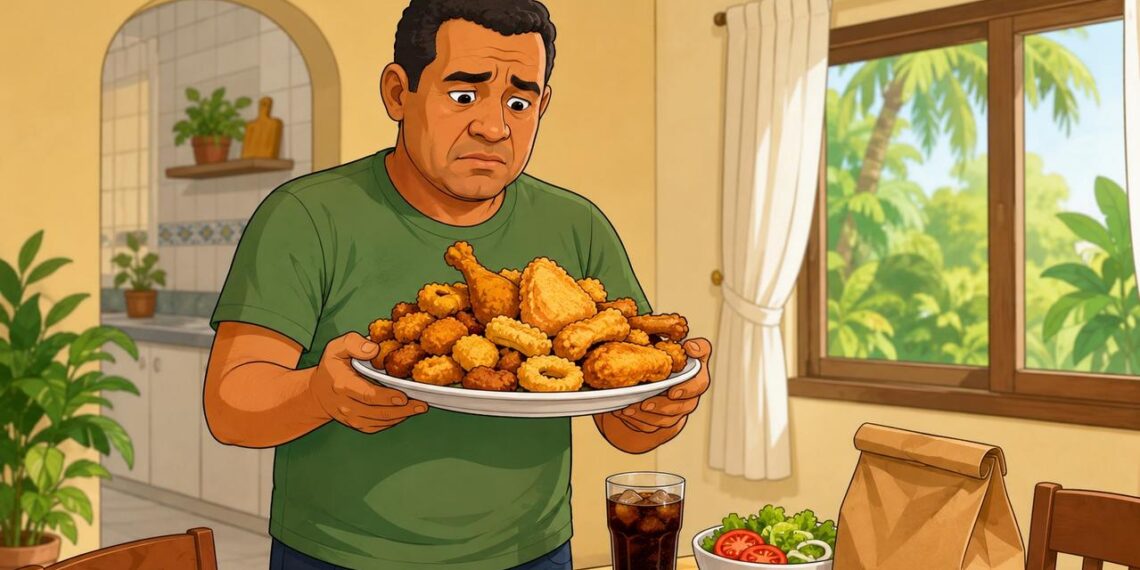 Alimento frito e crocante todo dia: o que acontece no fígado e no colesterol de quem repete o hábito por meses
