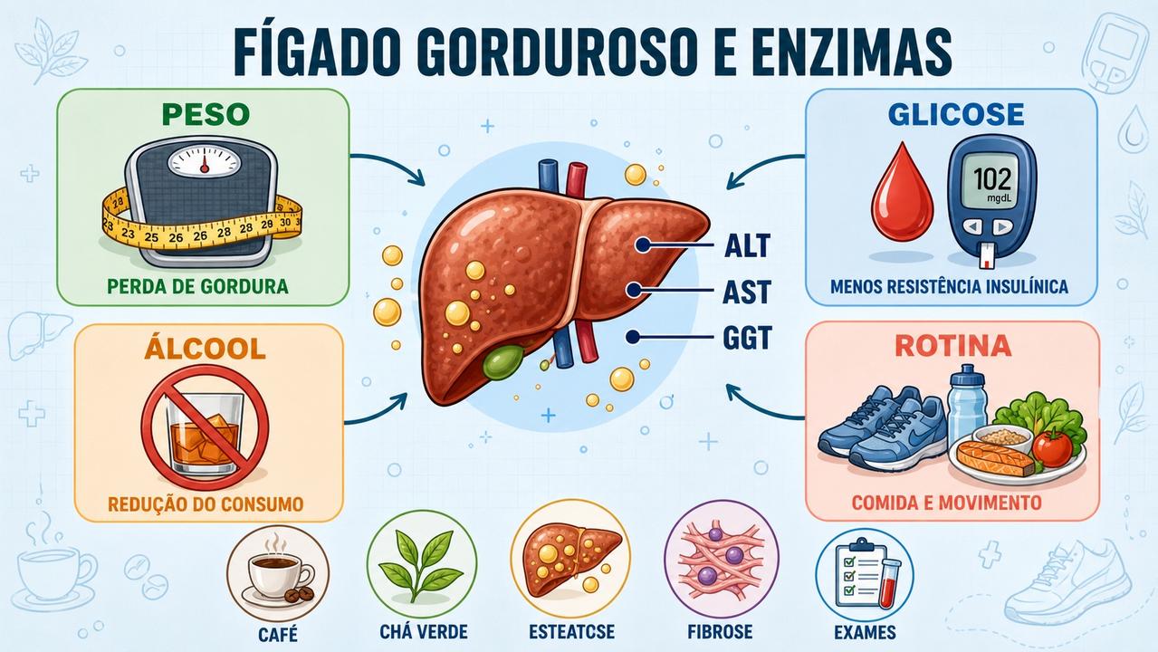 Peso, glicose, álcool e rotina influenciam mais as enzimas hepáticas.