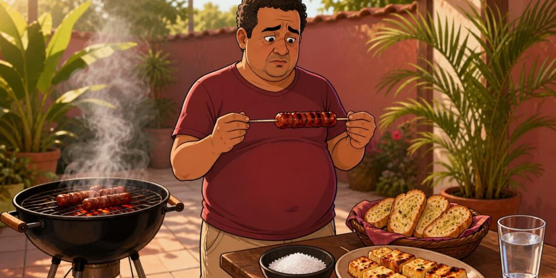 Churrasco no fim de semana e pressão alta na segunda-feira: a relação entre carne, sal e retenção de líquido que passa despercebida