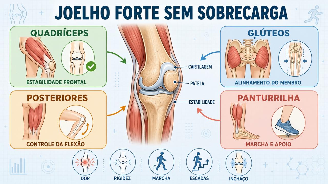 Quadríceps, glúteos, posteriores e panturrilha sustentam melhor o joelho com artrose.