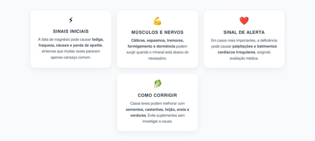 Deficiência de Magnésio: Sinais Além das Cãibras que Merecem Atenção
