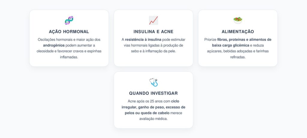 Acne Adulta: Hormônios, Resistência à Insulina e Sinais que Merecem Atenção