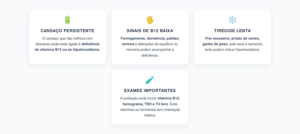 Cansaço Persistente: Sinais de Falta de Vitamina B12 ou Tireoide Lenta