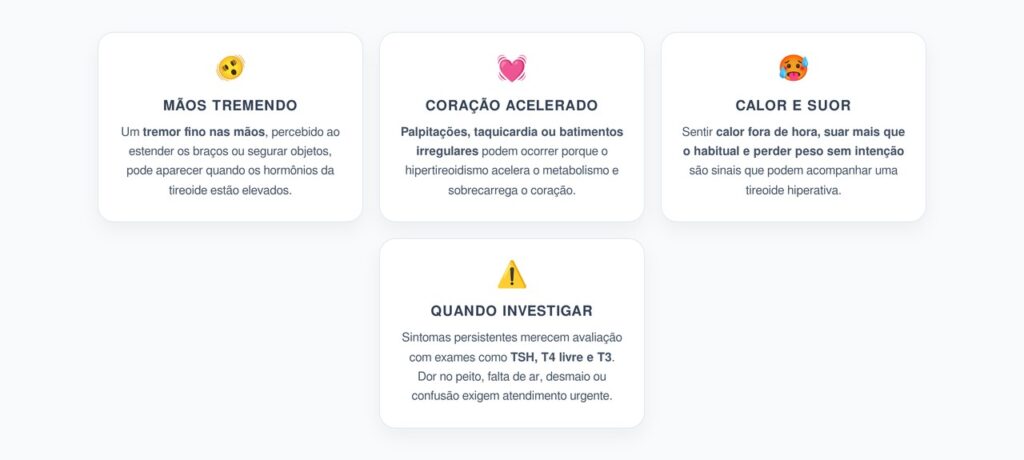 Mãos Tremendo e Coração Acelerado: 4 Sinais de Hipertireoidismo