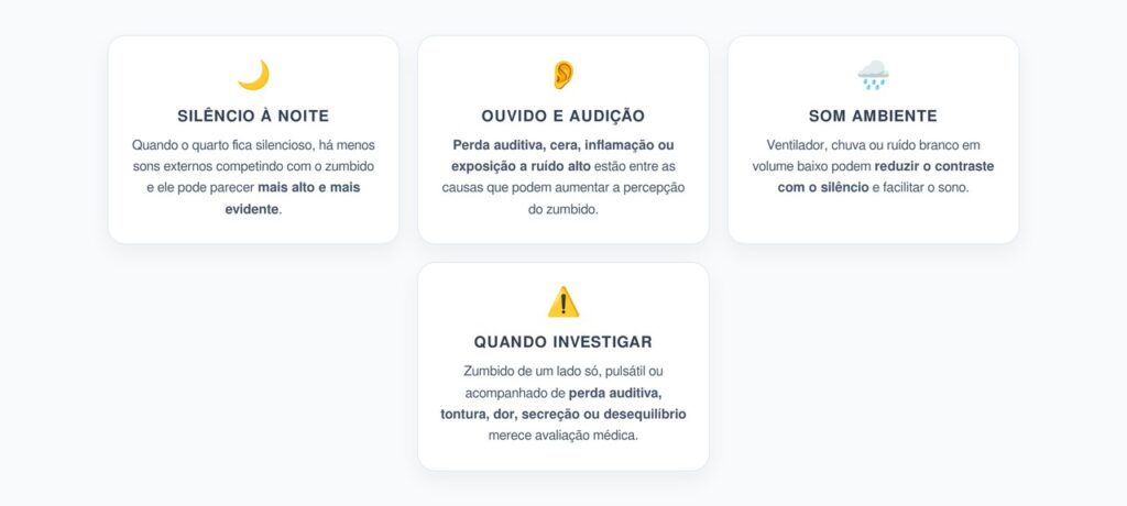 Zumbido Mais Alto à Noite: 4 Motivos para Isso Acontecer