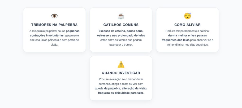 Pálpebra Tremendo: Café, Cansaço e Estresse Podem Ser os Gatilhos