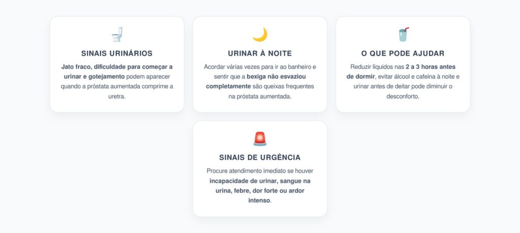 Próstata Aumentada: Jato Fraco e Urinar Várias Vezes à Noite São Sinais Comuns