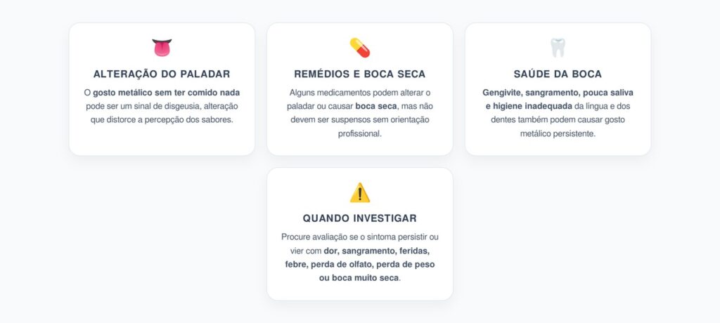 Gosto Metálico na Boca: Remédios, Boca Seca e Gengiva Podem Ser a Causa