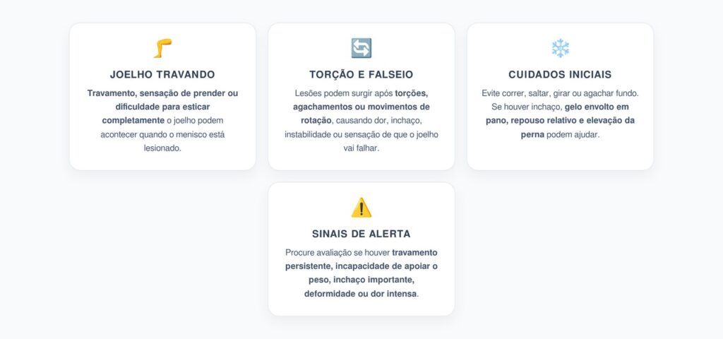 Joelho Travando, Falhando ou Sem Esticar: Sinais de Lesão no Menisco