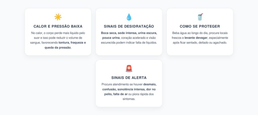 Tontura no Calor: Sinais de Desidratação e Queda de Pressão