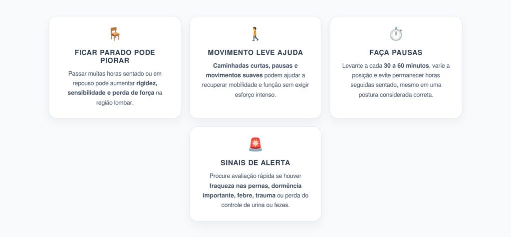 Dor Lombar Depois de Ficar Sentado: Por Que Movimento Leve Pode Ajudar Mais que Repouso