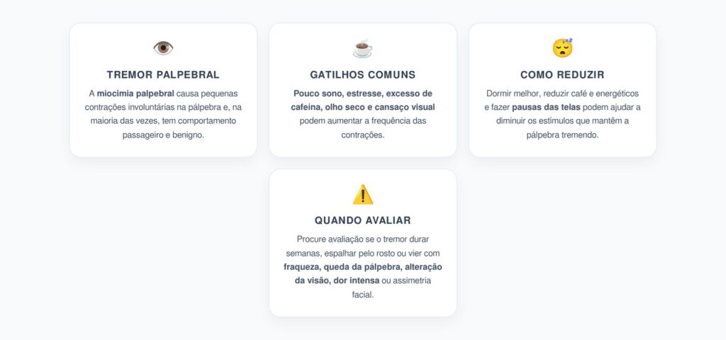 Pálpebra Tremendo: Cansaço, Estresse e Cafeína Podem Piorar o Incômodo