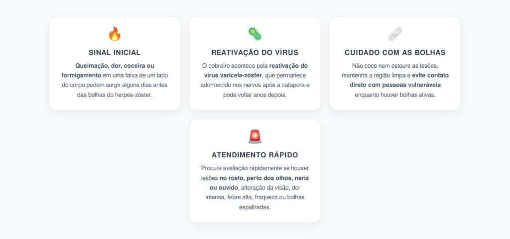 Cobreiro: Queimação e Formigamento Podem Surgir Antes das Bolhas