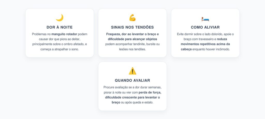 Dor no Ombro à Noite: Quando o Manguito Rotador Pode Estar Envolvido